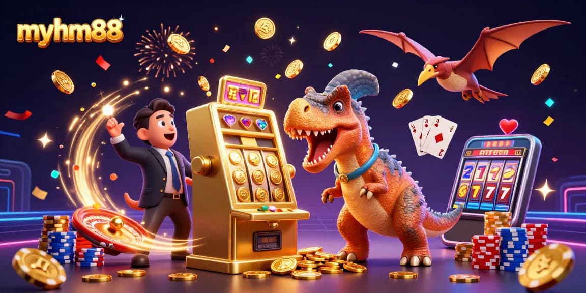 Watch myhm88's pachycephalosaurus hit a jackpot with vibrant casino elements flying around.