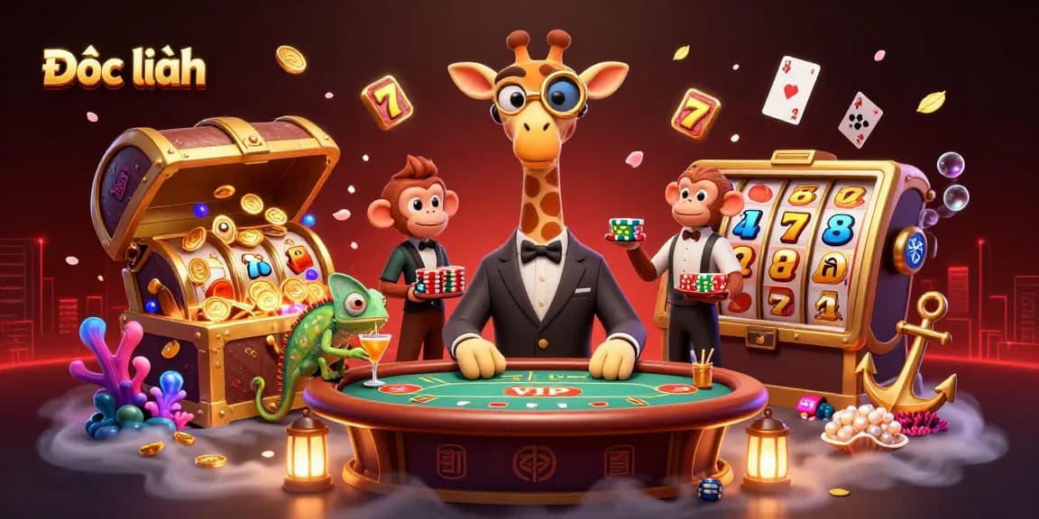 Engage in thrilling online gaming with Đọc thêm amid vibrant casino scenes featuring a high-roller giraffe.