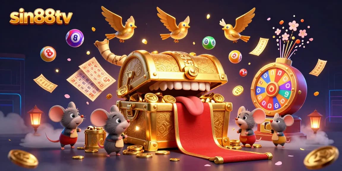 Experience the vibrant gaming world at Sin88tv with dynamic lottery balls and engaging illustrations.