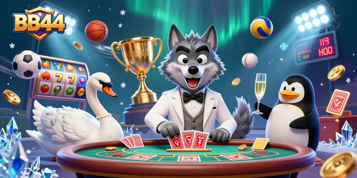 Experience dynamic gameplay at BB44 with cartoon characters and casino elements in a vibrant setting.