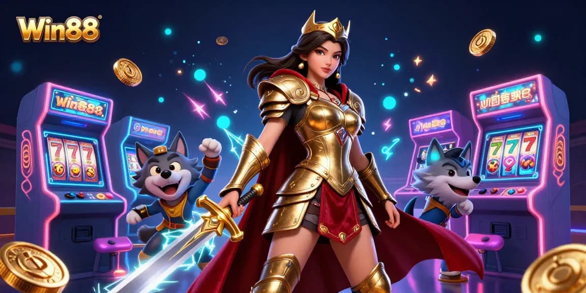 Experience the excitement of Win88 with vibrant casino elements, captivating characters, and stunning graphics.
