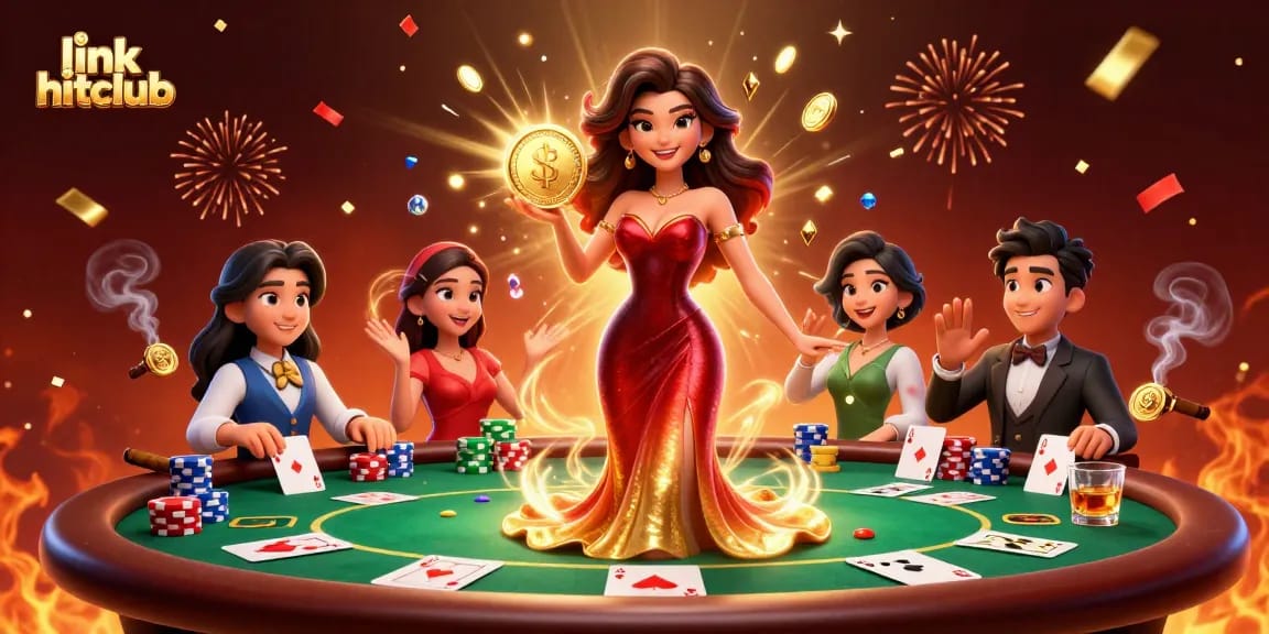 Experience excitement with the link hitclub, featuring a glamorous scene of vibrant casino elements.