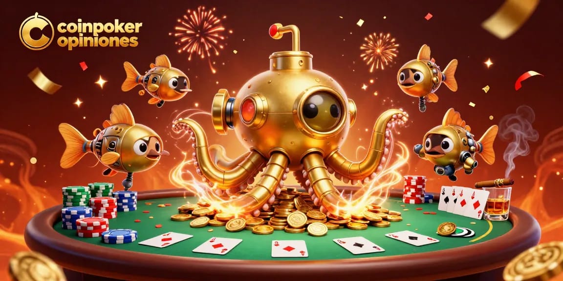Recensioni coinpoker opinioni su un tavolo da poker con giocatori e monete d'oro