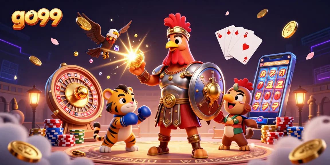 Experience thrilling moments with go99 featuring dynamic casino characters in an energetic scene.