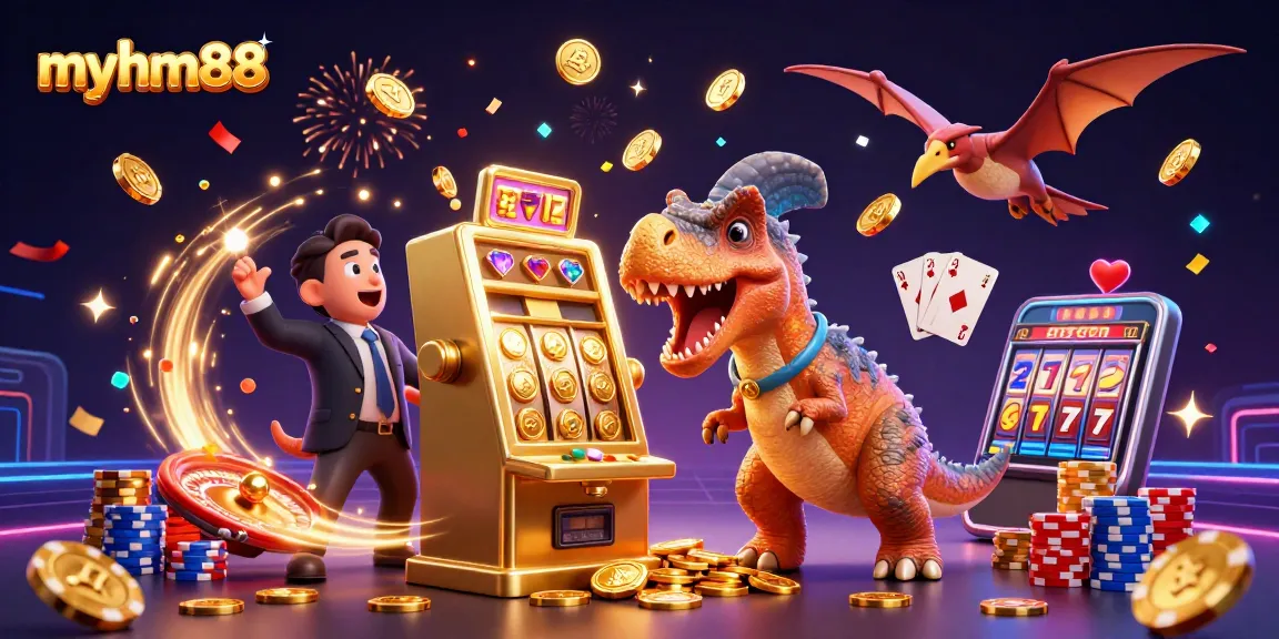 Watch myhm88's pachycephalosaurus hit a jackpot with vibrant casino elements flying around.