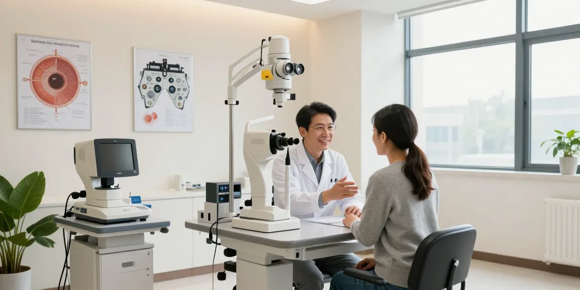 Consultation at SNU Eye Clinic with expert explaining vision correction procedures.