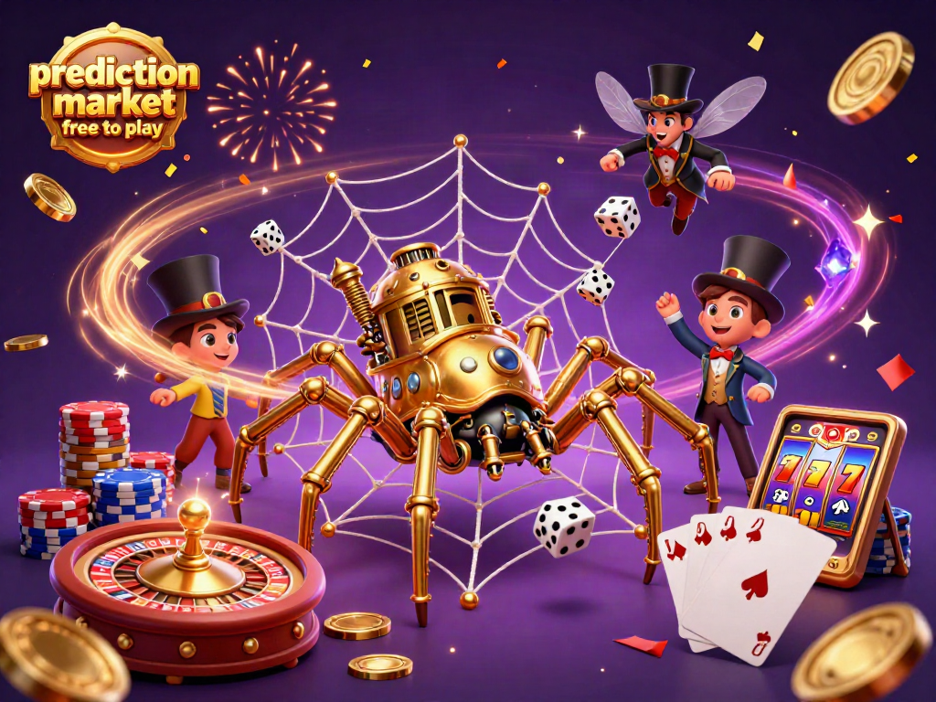 Engage with the thrilling prediction market free to play, where golden spider and playful fly add excitement.