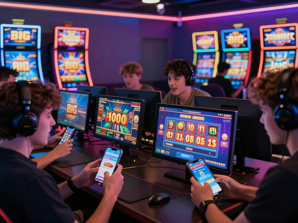 Engaged players experiencing the thrill of slot gacor in a vibrant online gaming environment with dynamic screens and excitement.