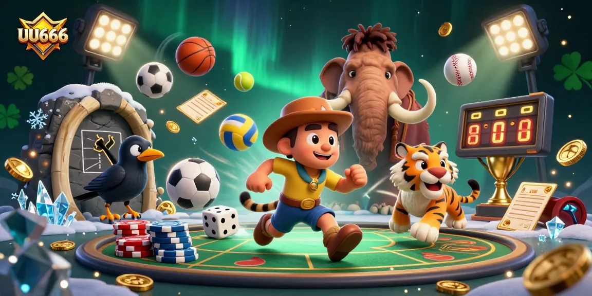 Experience thrilling games and bets at UU666 with a vibrant, prehistoric casino scene.