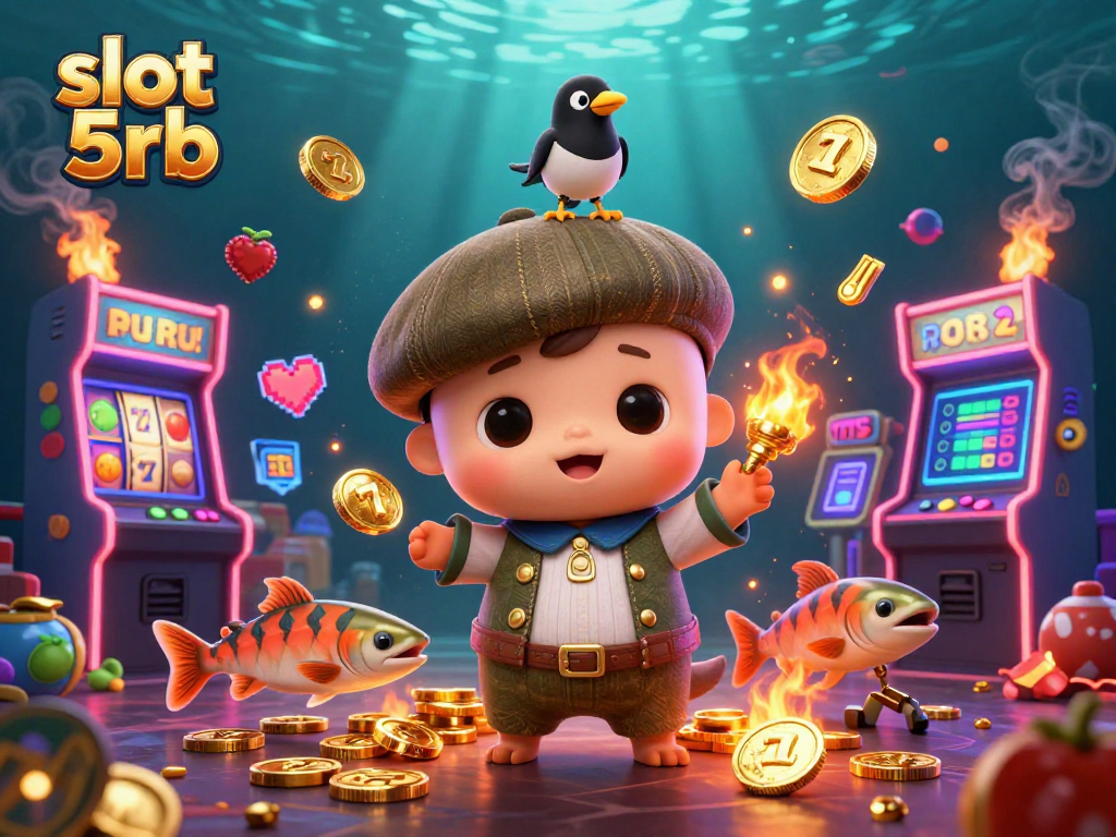 Experience thrilling slot games with slot 5rb, featuring adorable characters and vibrant casino elements.