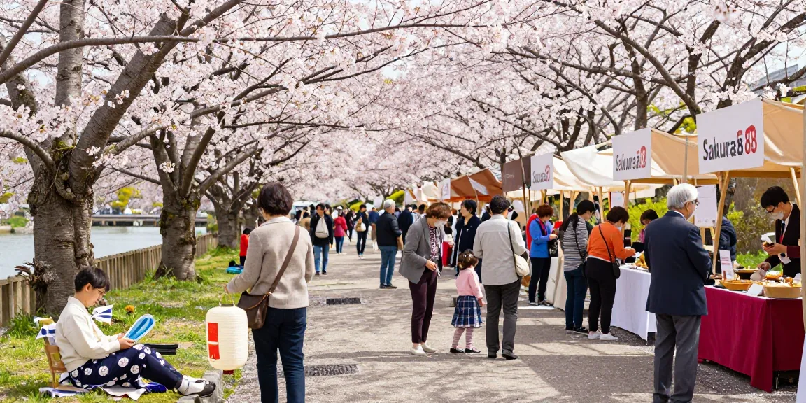 Sakura88 acara budaya di taman Sakura dengan peserta beragam menikmati keindahan alam