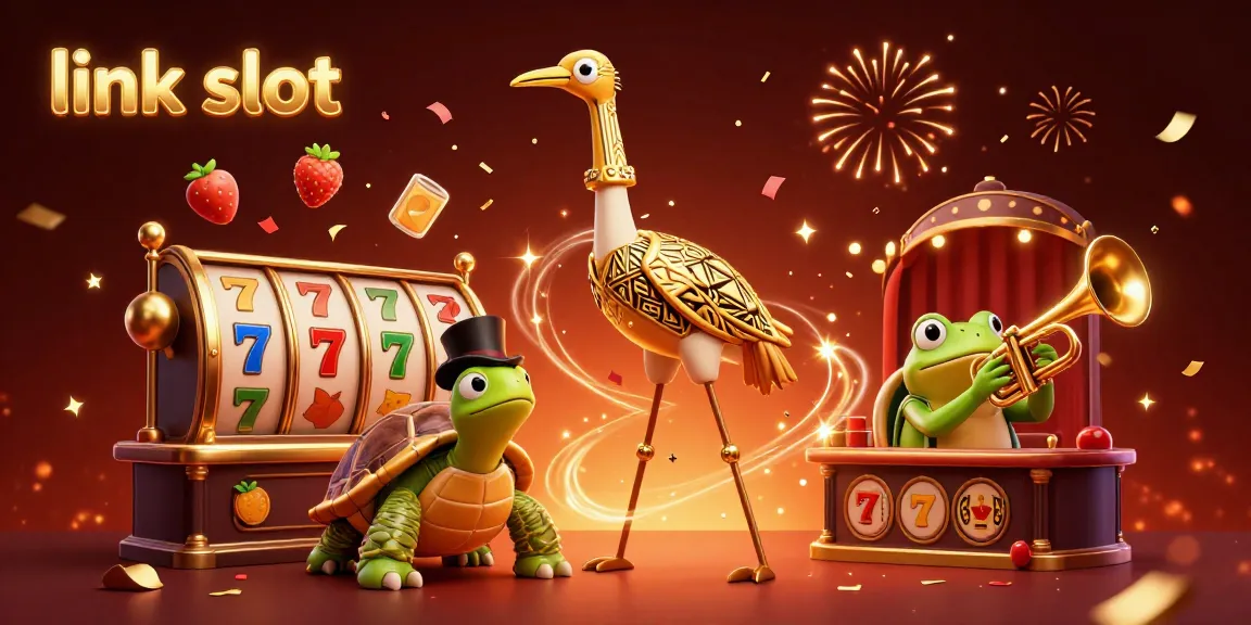 Win big with link slot through exciting 3D game elements and characters celebrating jackpots.