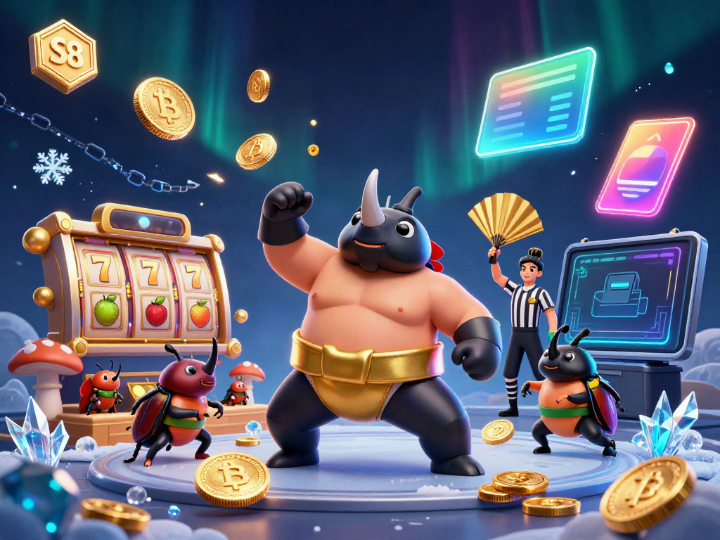 S8 elevates casino thrills as the champion beetle sends coins flying amidst vibrant game elements and sparkling effects.