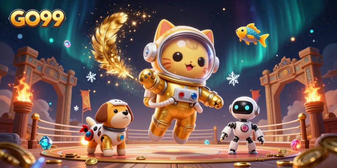 Engage with GO99's thrilling experience in a vibrant 3D casino scene.