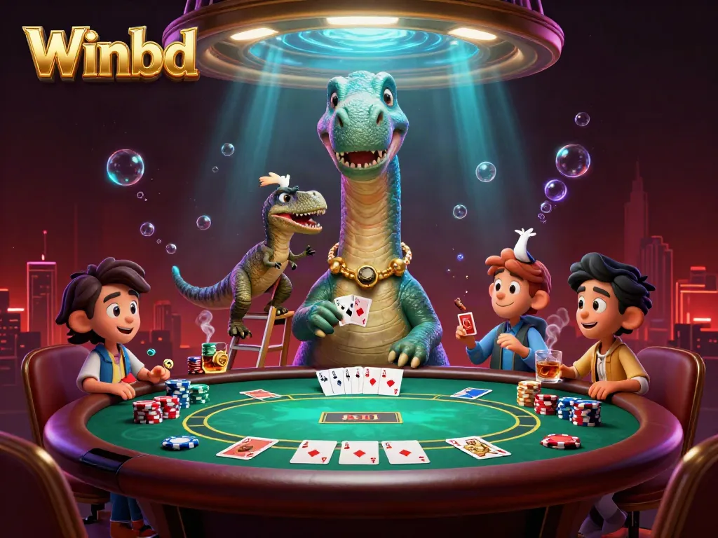 Winbd's thrilling casino scene with a giant brontosaurus and a clever raptor dealer brings the game to life.