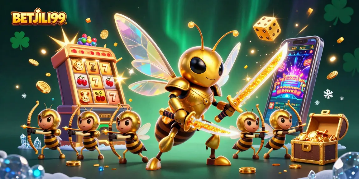 Experience thrilling wins at BETJILI99 with a dynamic 3D casino illustration of slots, games, and bonuses.