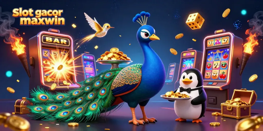 Spin and win big with slot gacor maxwin in this vibrant casino illustration featuring exciting game elements.