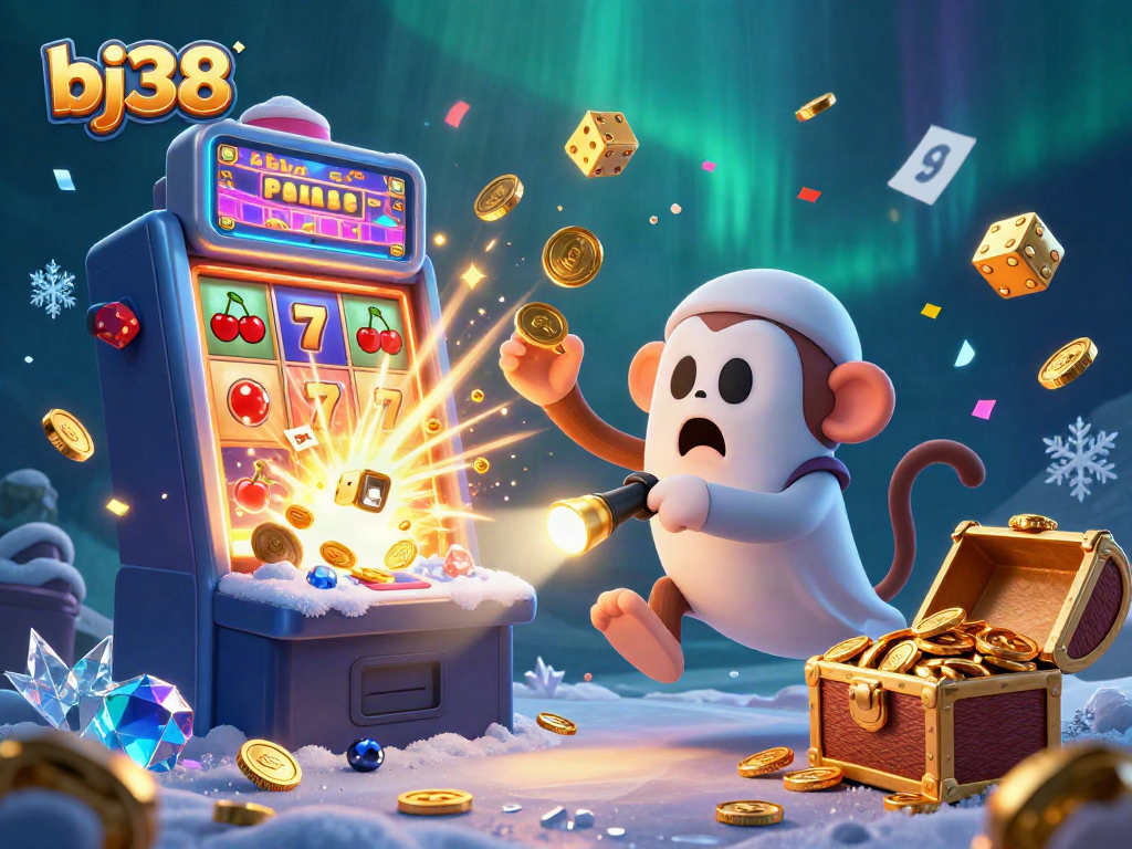 Experience thrilling gambling action with bj38 as playful elements fill a haunted casino scene.
