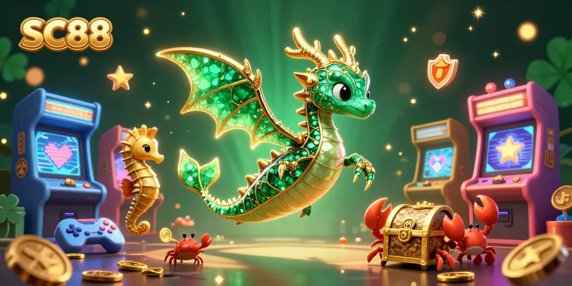 Spin into excitement at SC88 with vibrant 3D sea dragons and golden treasures in a lively gaming scene.
