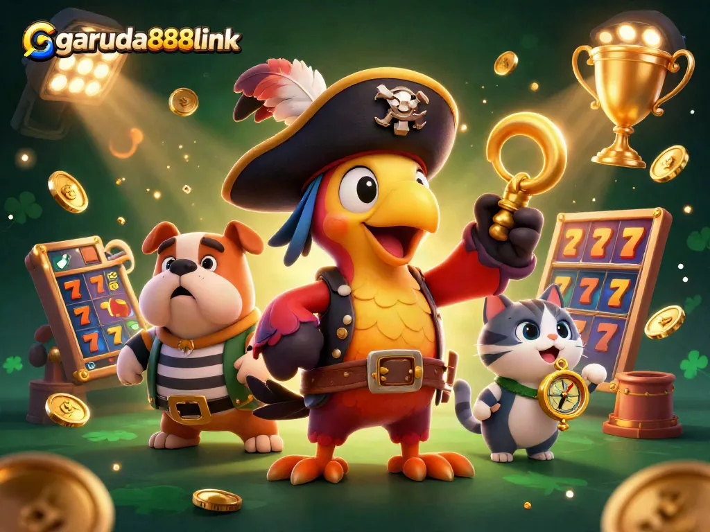 Betting with garuda888link and pirate-themed casino fun, showcasing vibrant slot games.