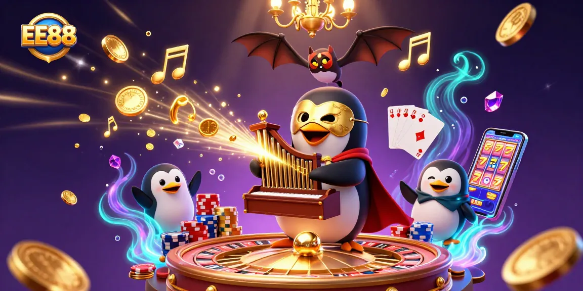 EE88 brings excitement as coins cascade from a pipe organ, symbolizing thrilling casino gameplay.