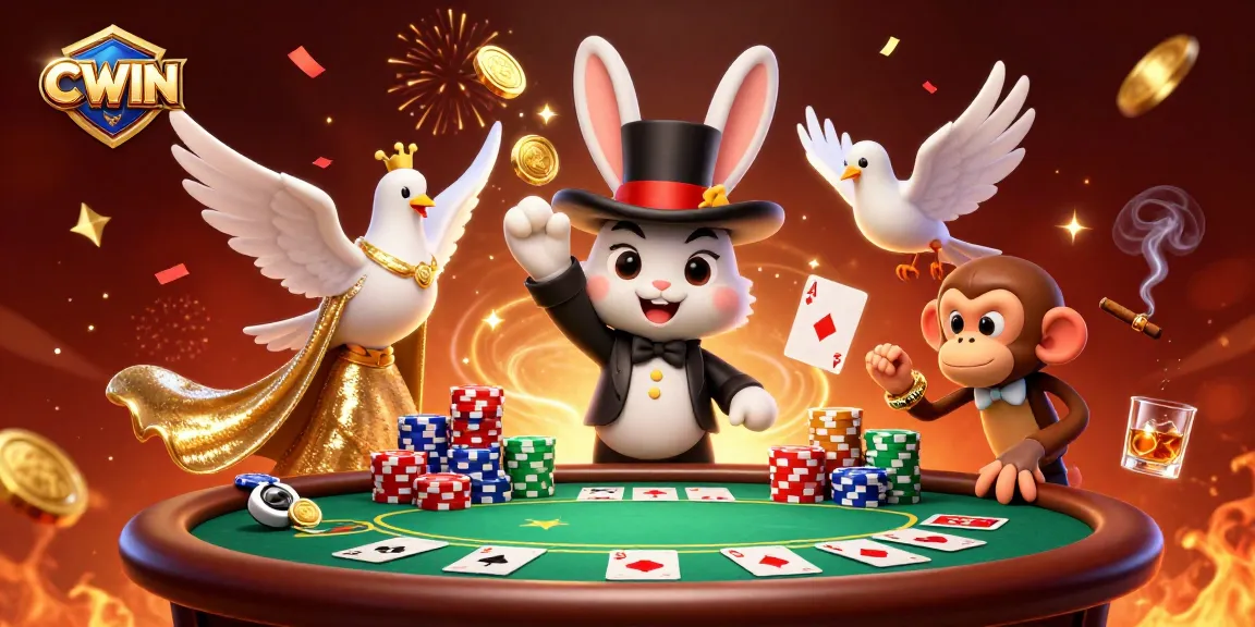 Experience CWIN's thrilling casino adventure with charming characters and exciting gaming elements.