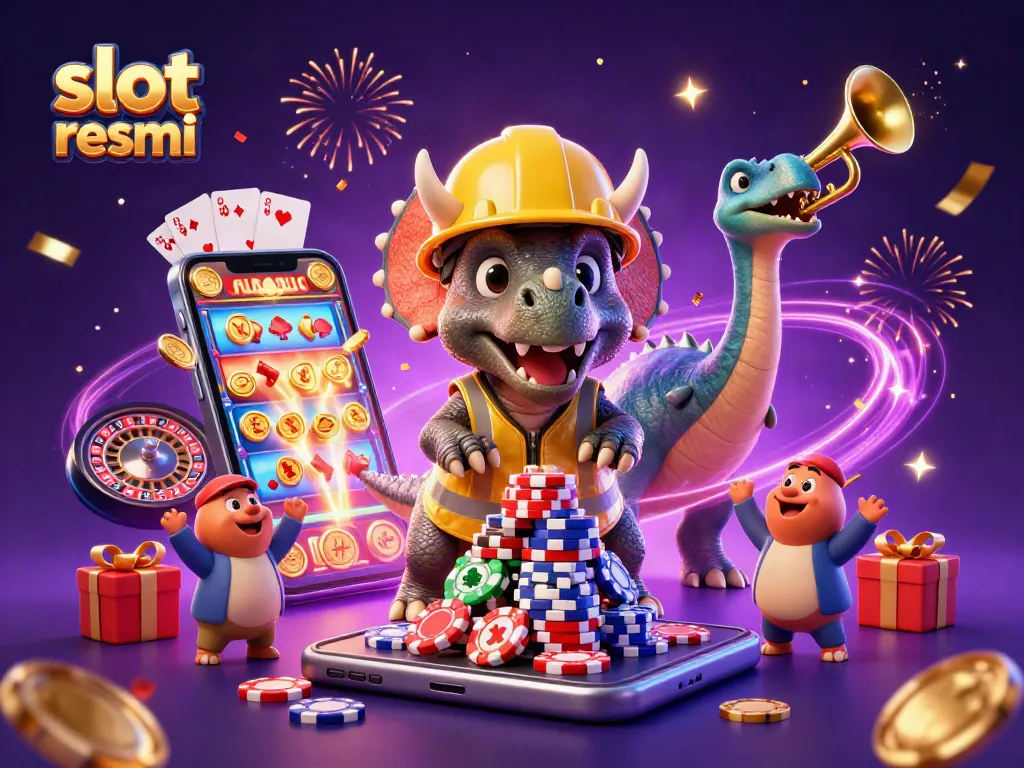 Celebrate with slot resmi immersed in vibrant casino elements and joyful characters.