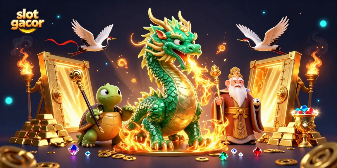 Experience big wins with slot gacor in a vibrant casino scene featuring mystical characters and treasures.
