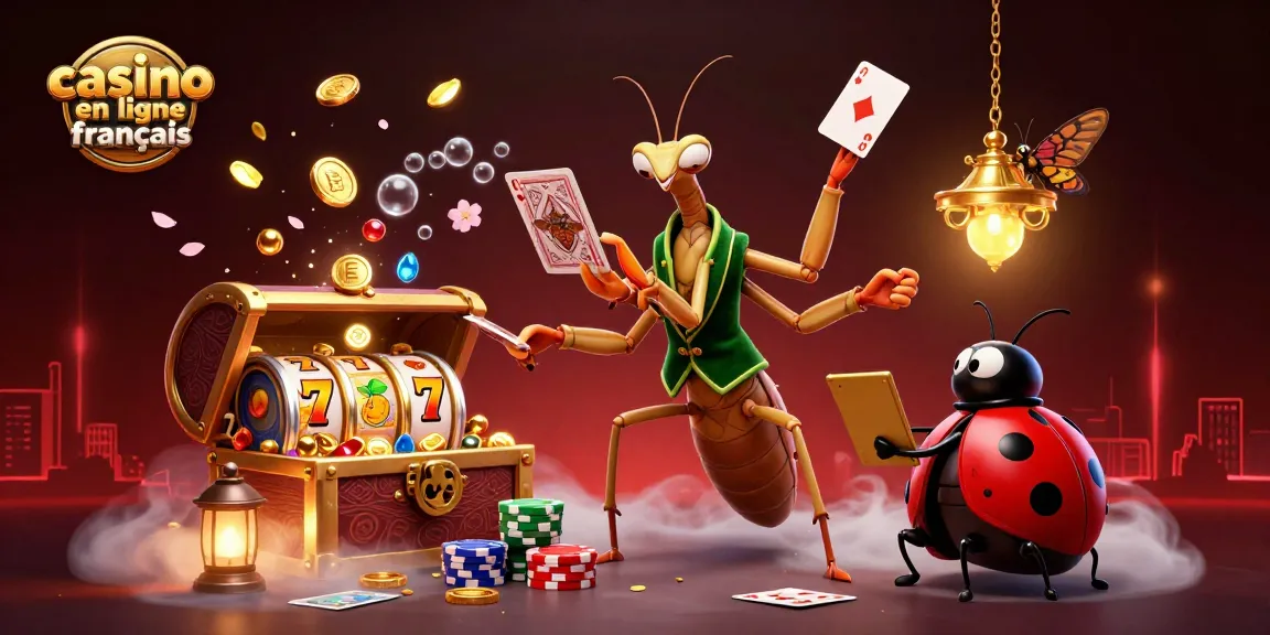 Jouez à des jeux de casino en ligne français avec une scène animée de personnages fascinants et de nombreux éléments visuels.