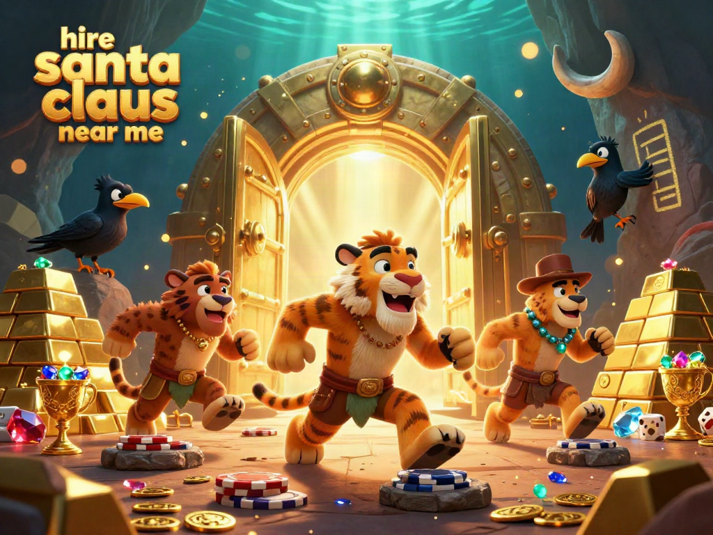 Hire Santa Claus near me at an exciting prehistoric casino bursting with treasures.