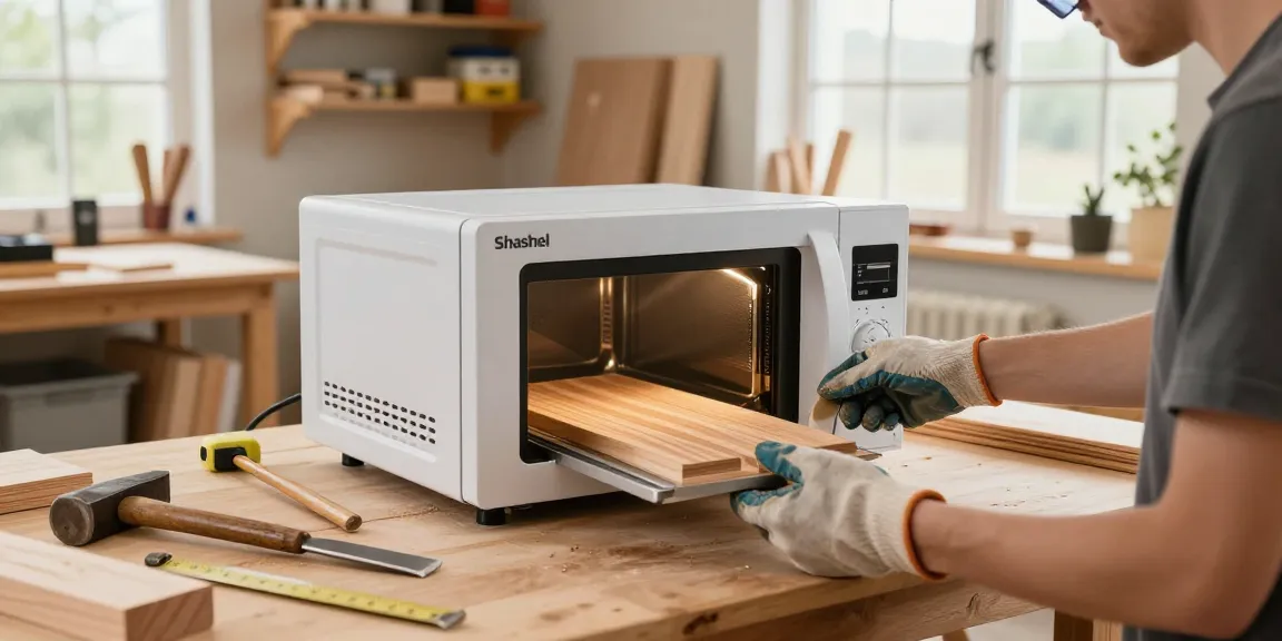 Efficient wood treatment with Shashel microwave equipment in a home workshop