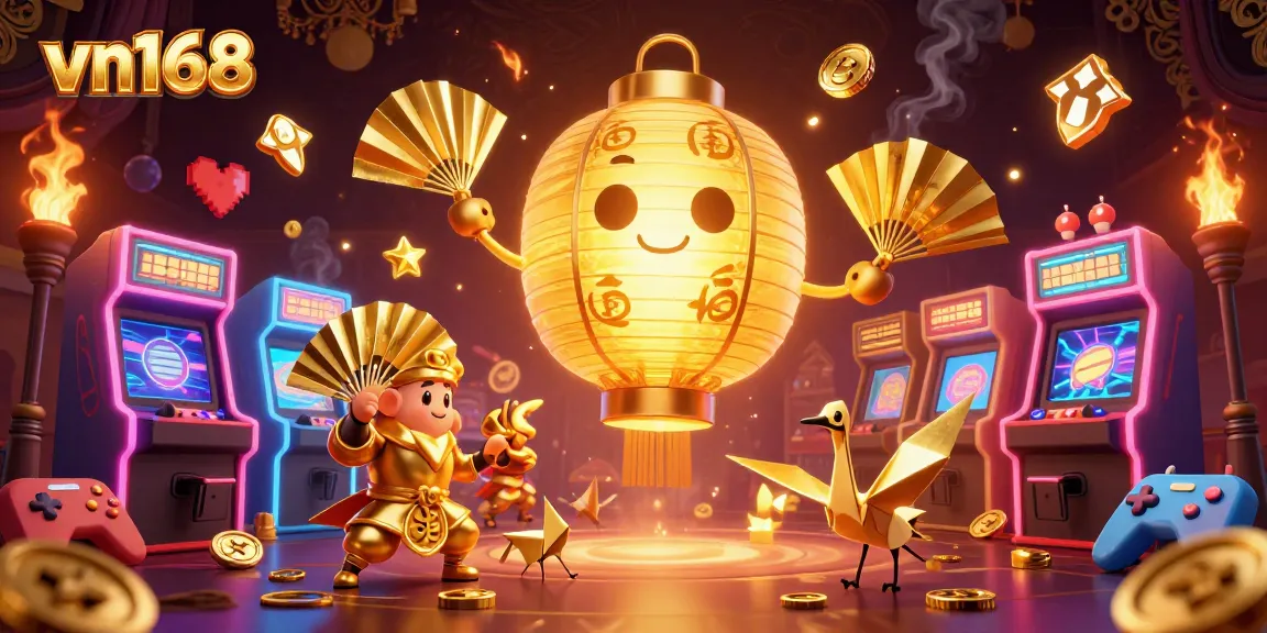 Experience thrilling action at vn168 casino, featuring vibrant games, glowing elements, and lucky symbols.
