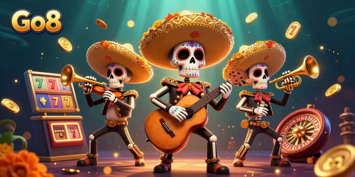 Engage in vibrant Go8 casino games with exciting slot machines and Dia de los Muertos characters.