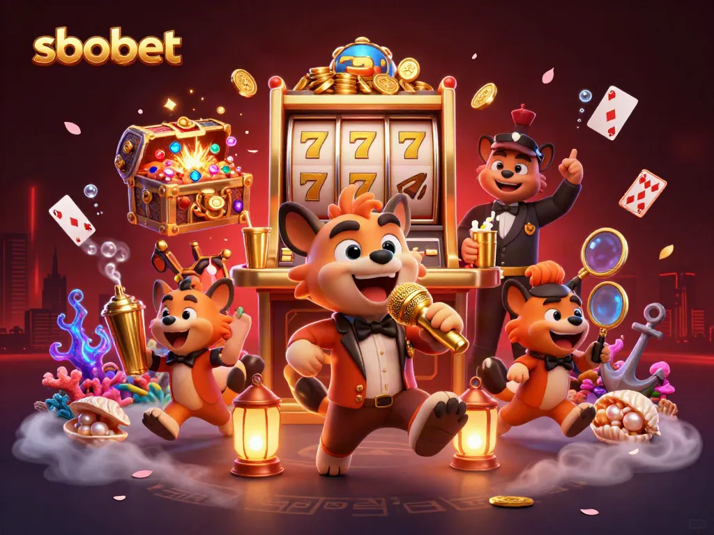 Sbobet offers engaging casino experiences with hyenas as entertainers in a vibrant gaming environment.