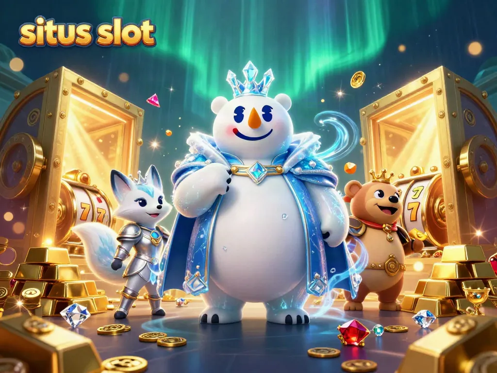 Experience the thrill of situs slot with vibrant slot symbols and precious gems in a magical scene.