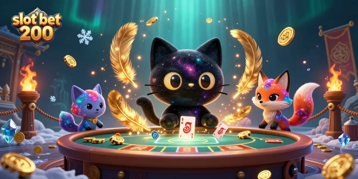 Join the excitement of slot bet 200 with a cosmic casino scene featuring vibrant characters and sparkling elements.